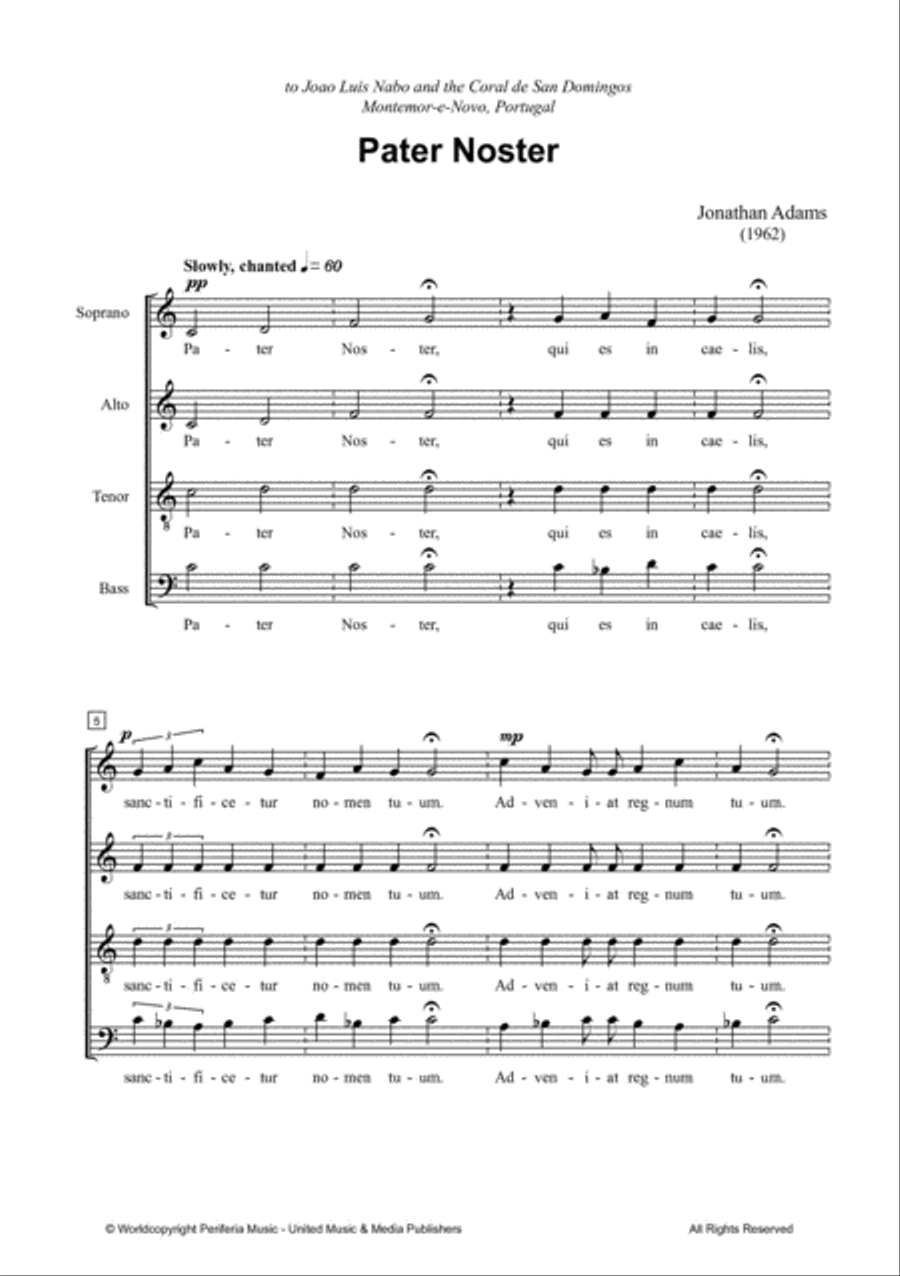 Pater Noster for Mixed Choir (SATB) 4-Part scores gallery preview page 2