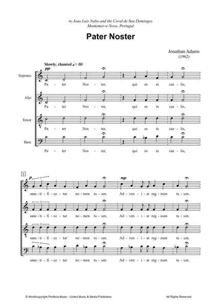 Pater Noster for Mixed Choir (SATB) image number null