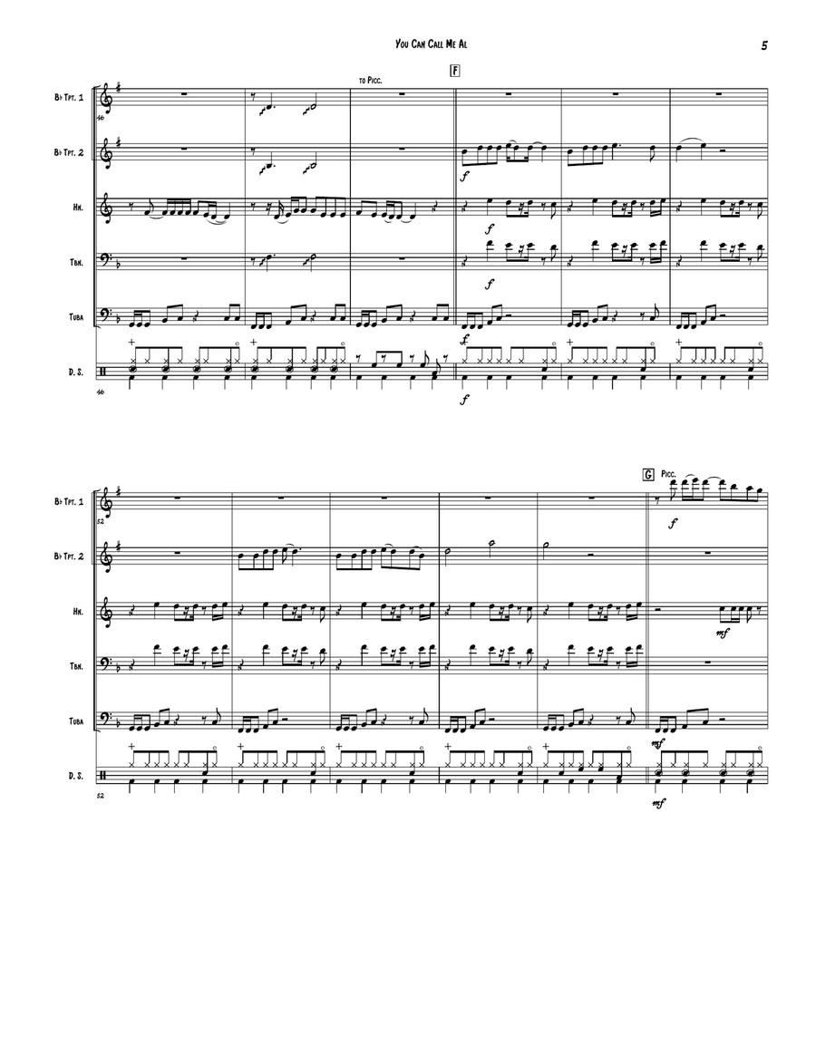 You Can Call Me Al Brass Ensemble scores gallery preview page 5