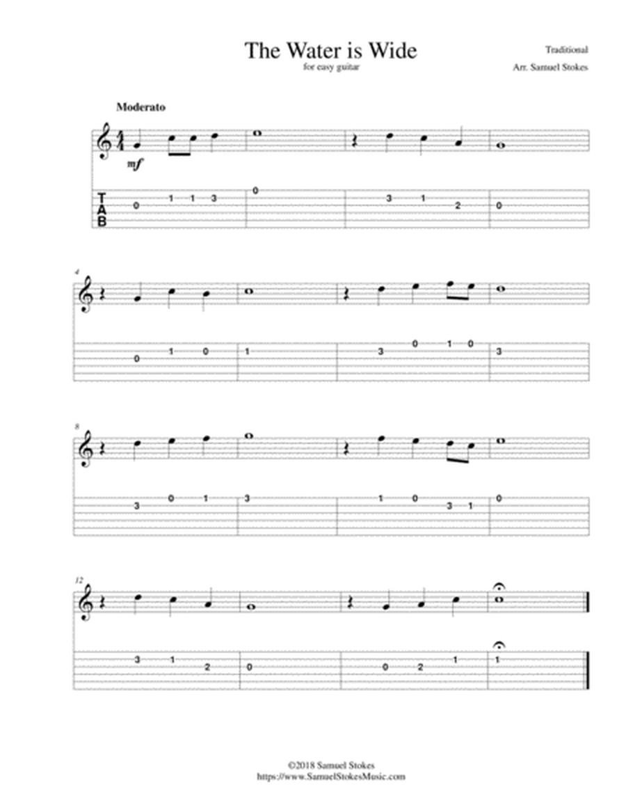 The Water is Wide - for easy guitar with TAB image number null