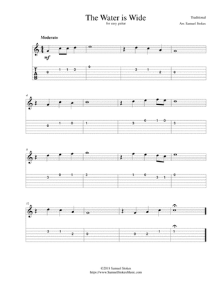 Book cover for The Water is Wide - for easy guitar with TAB