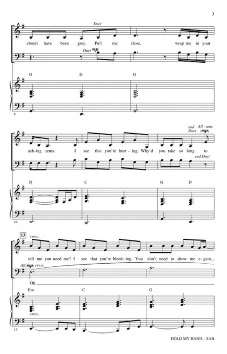Hold My Hand Hold My Hand 3-Part scores gallery preview page 4