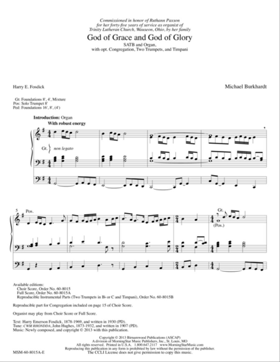 God of Grace and God of Glory Choir scores gallery preview page 1