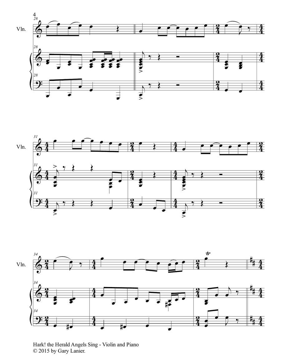 THREE CHRISTMAS HYMNS (Duets for Violin & Piano) Violin scores gallery preview page 6