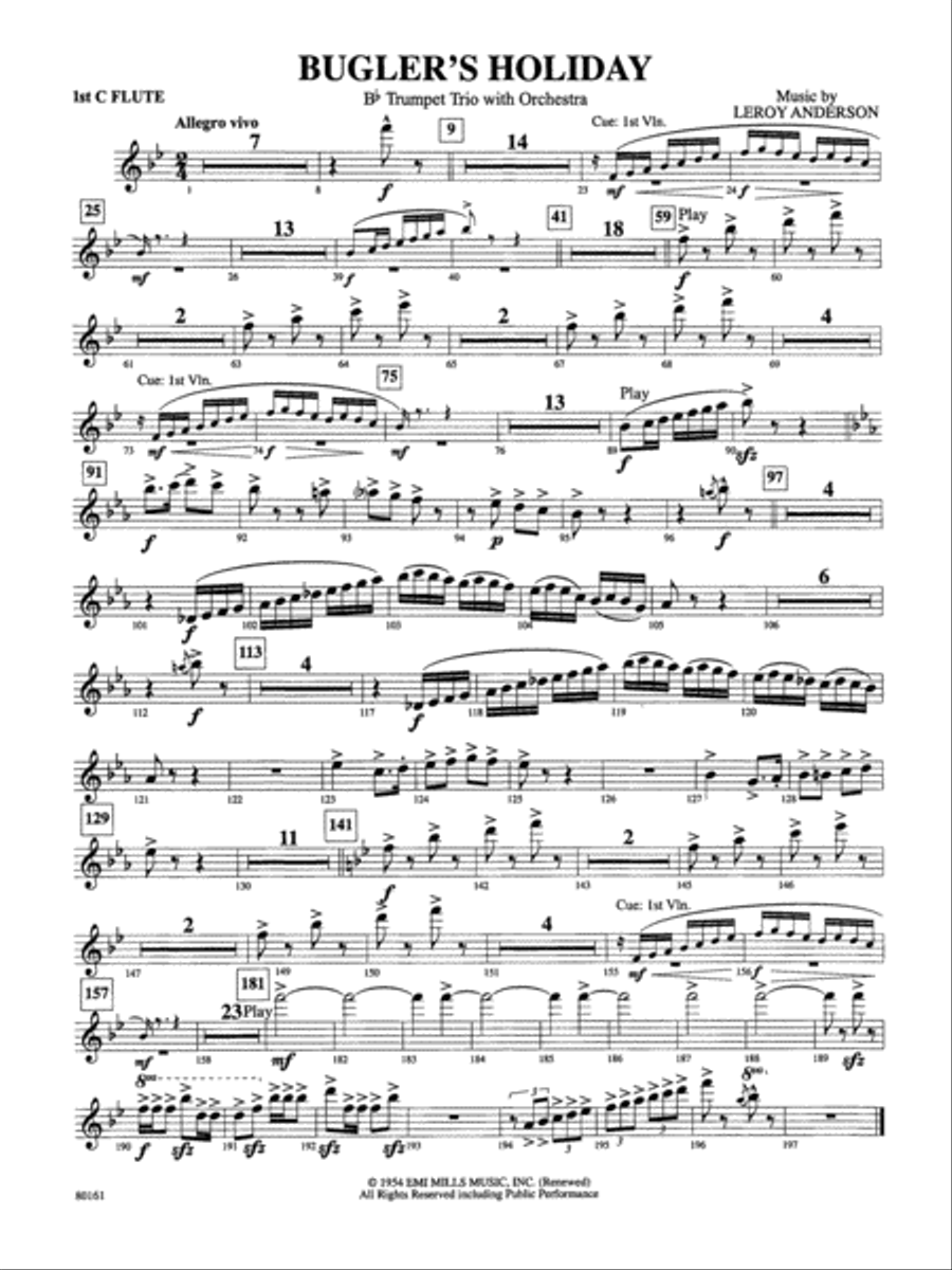 Bugler's Holiday Flute by Leroy Anderson Full Orchestra Digital