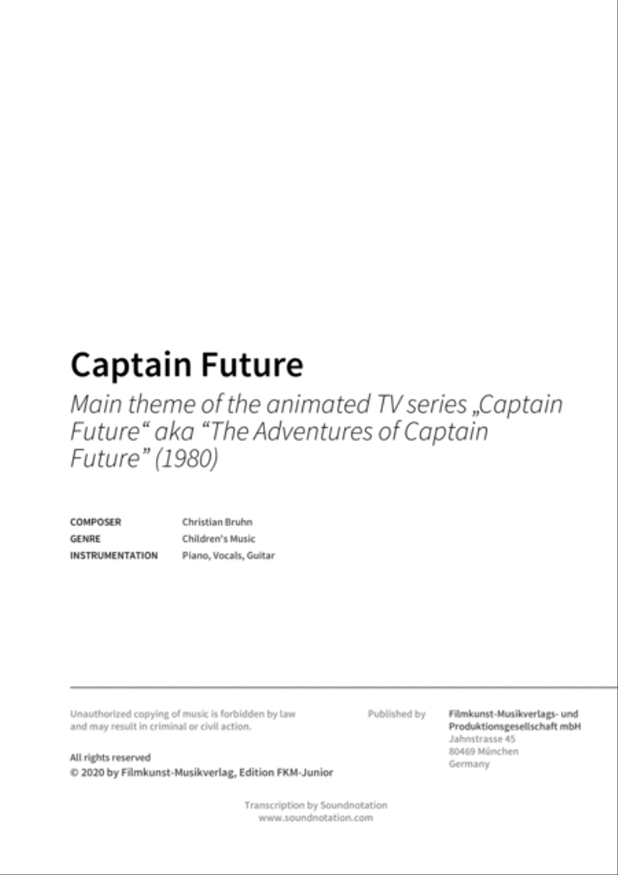 Captain Future Piano, Vocal, Guitar scores gallery preview page 2