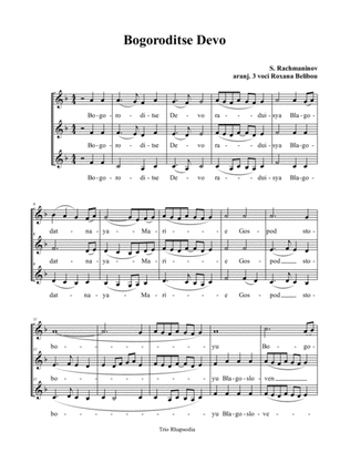 Book cover for Bogoroditse Devo by Rachmaninov SSA a cappella