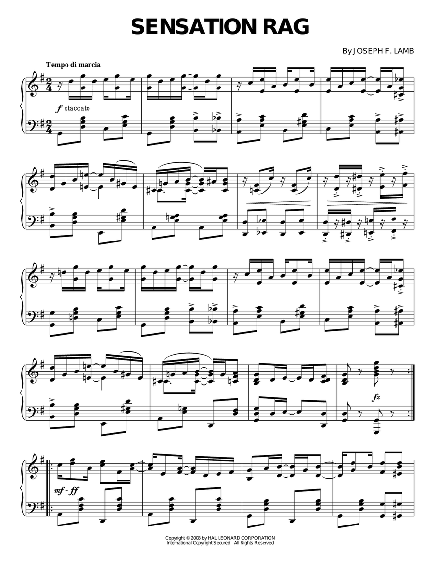 Sensation Rag Sensation Rag Piano Solo scores gallery preview page 1