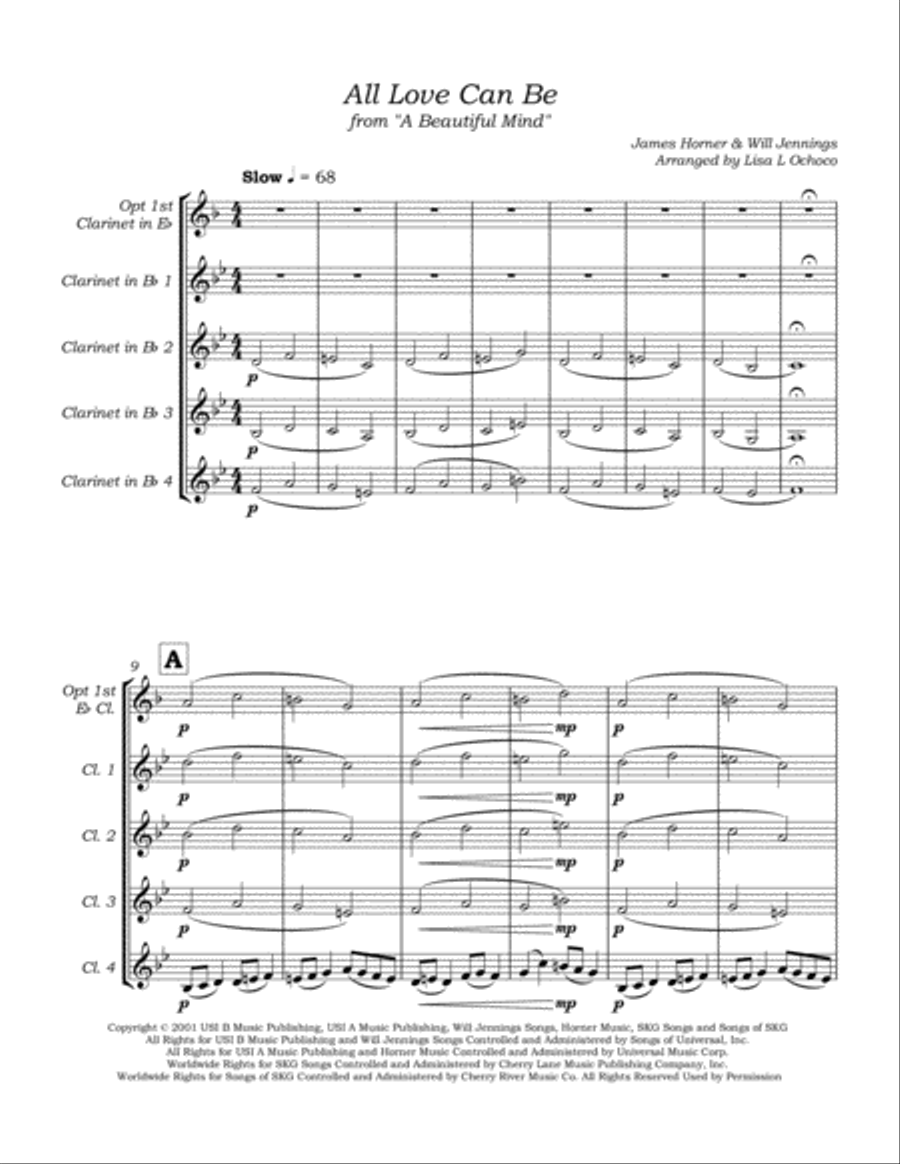 All Love Can Be Clarinet Quartet scores gallery preview page 5