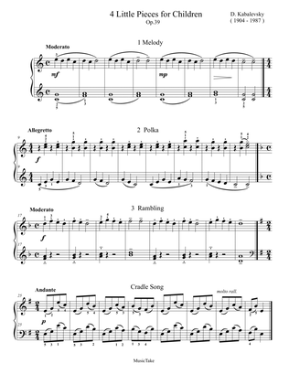Kabalevsky 4 Little Pieces for Children Op.39