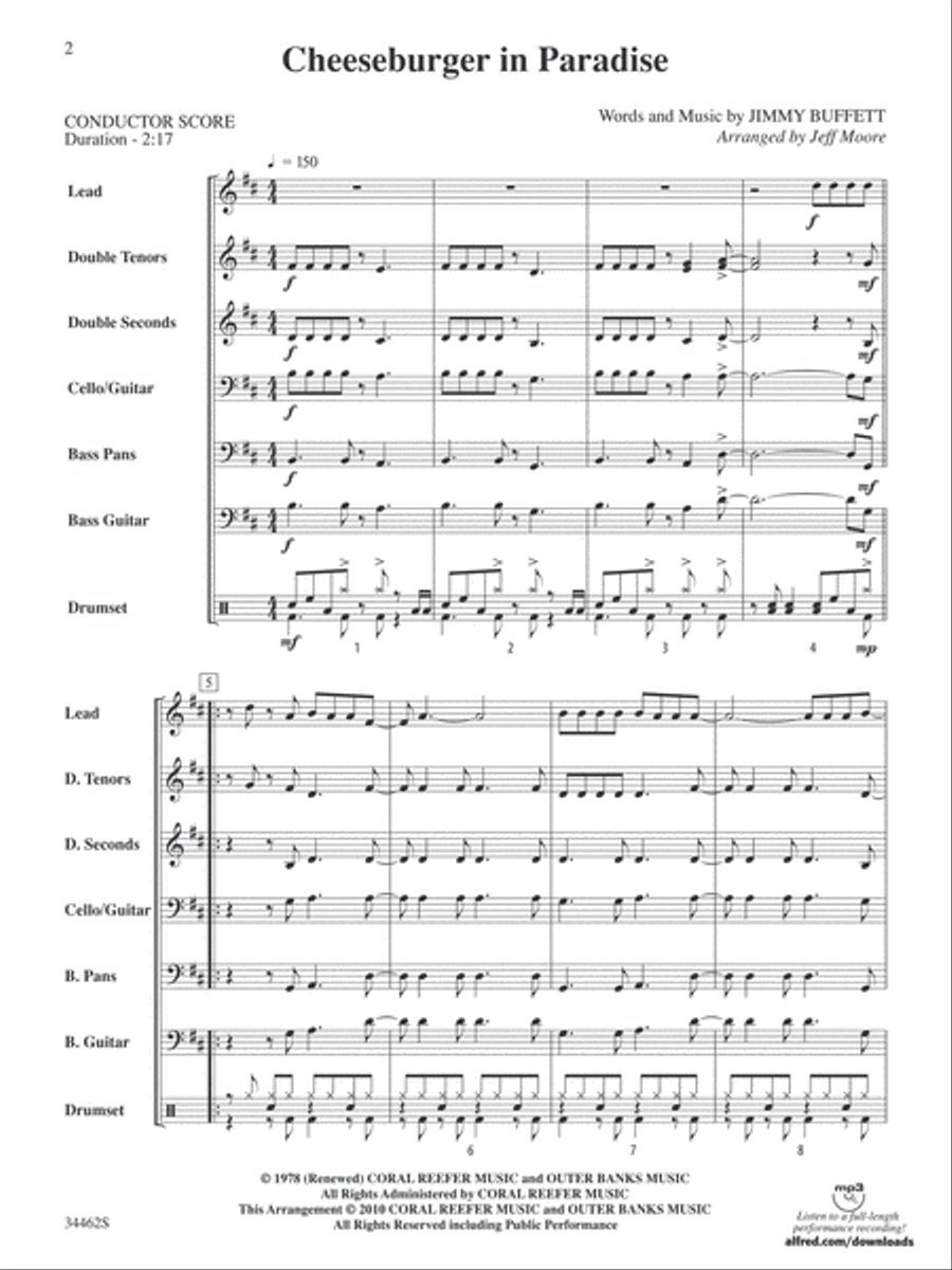 Cheeseburger in Paradise Steel Drum Band scores gallery preview page 3
