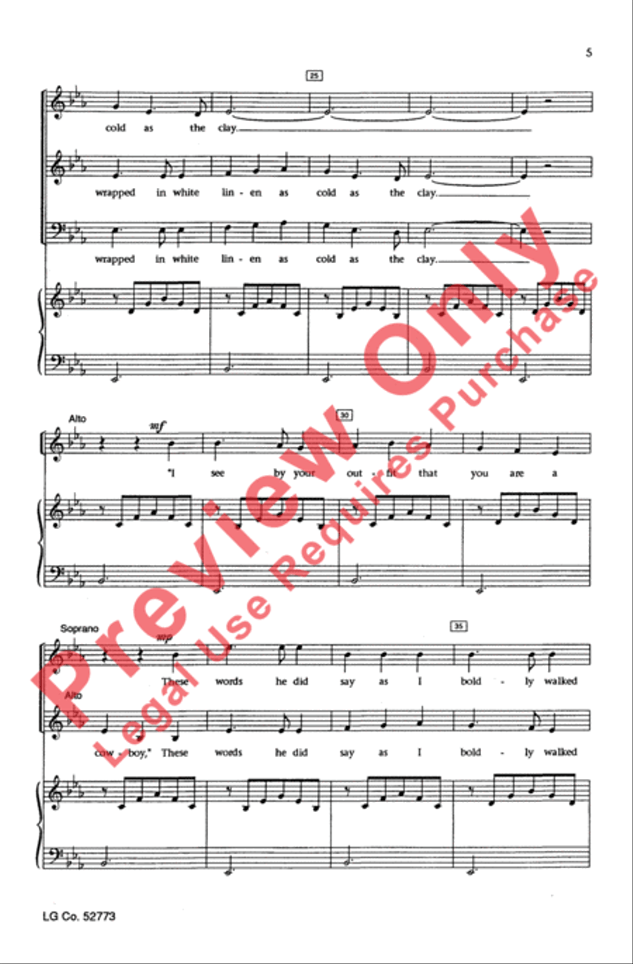 The Streets of Laredo The Streets of Laredo 4-Part scores gallery preview page 4