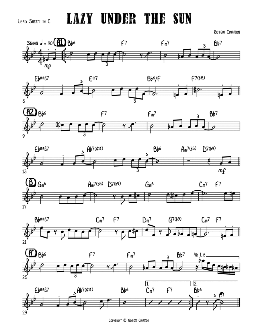 Lazy Under the Sun Jazz Ensemble scores gallery preview page 1