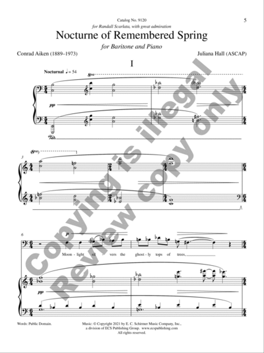 Nocturne of Remembered Spring Baritone Voice scores gallery preview page 6