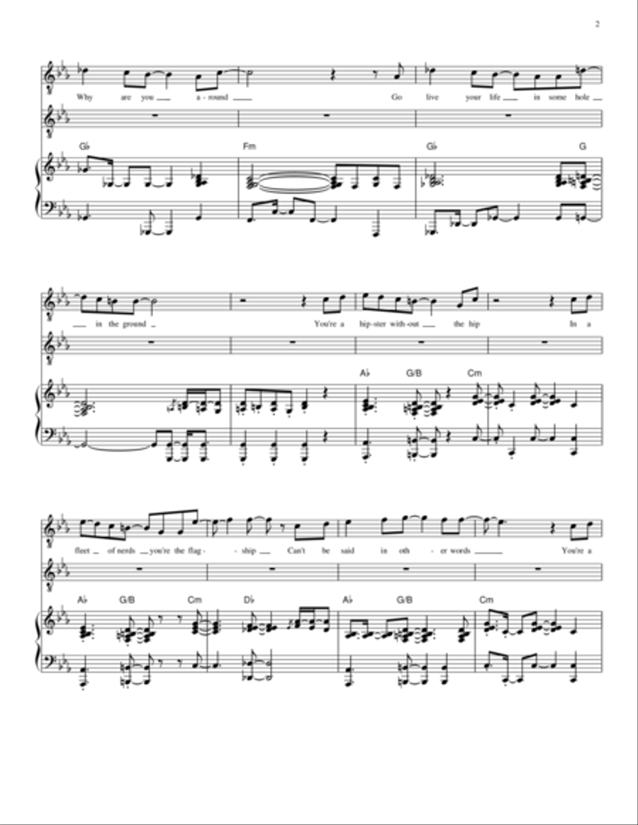 Hipster Without The Hip - Relative Talent, the musical Piano scores gallery preview page 2