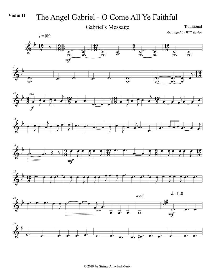 Angel Gabriel - O Come All Ye Faithful String Quartet scores gallery preview page 4