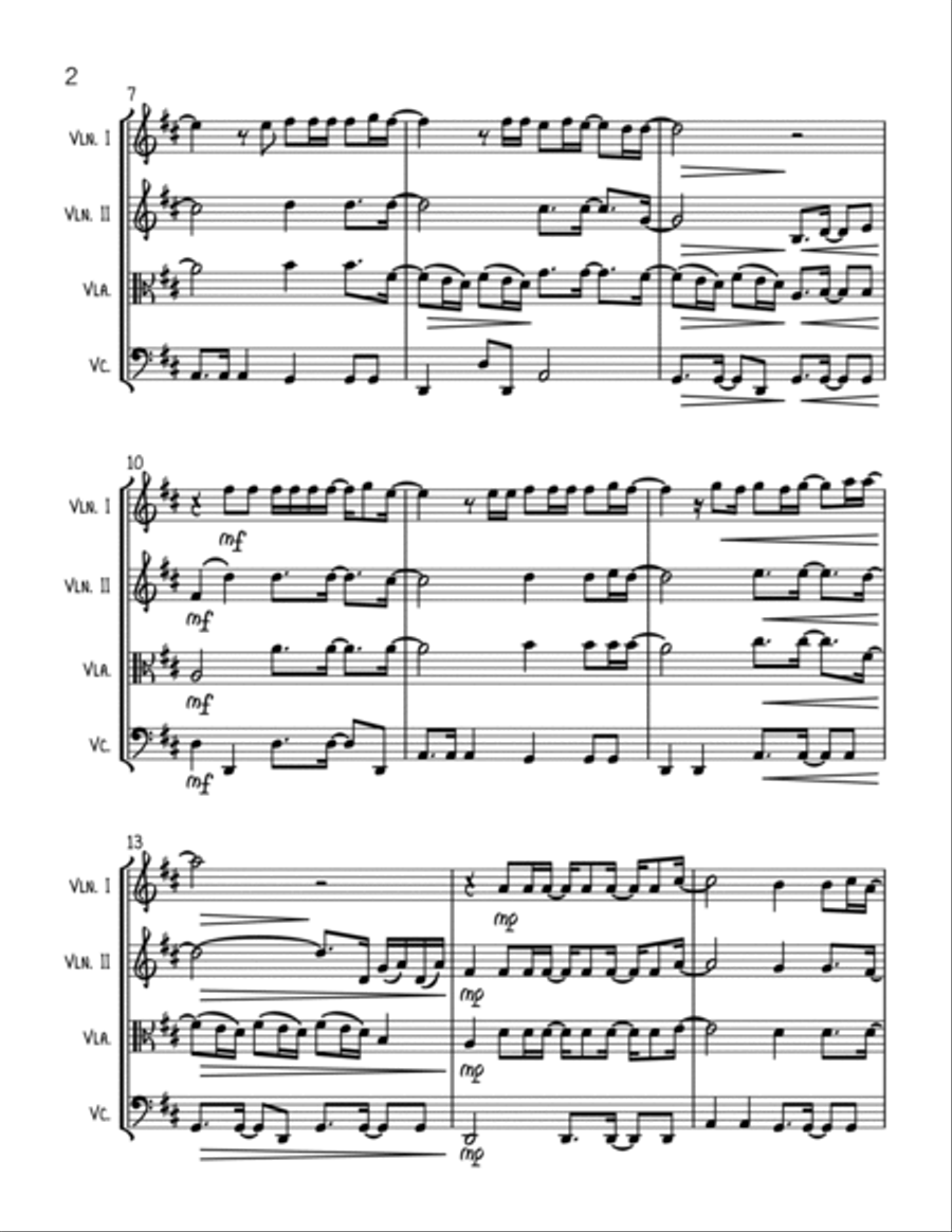 Stay Another Day String Quartet scores gallery preview page 2