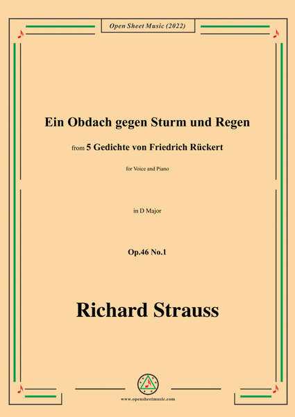 Richard Strauss-Ein Obdach gegen Sturm und Regen,in D Major image number null