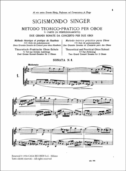 Metodo Teorico - Pratico Per Oboe, In Sette Parti
