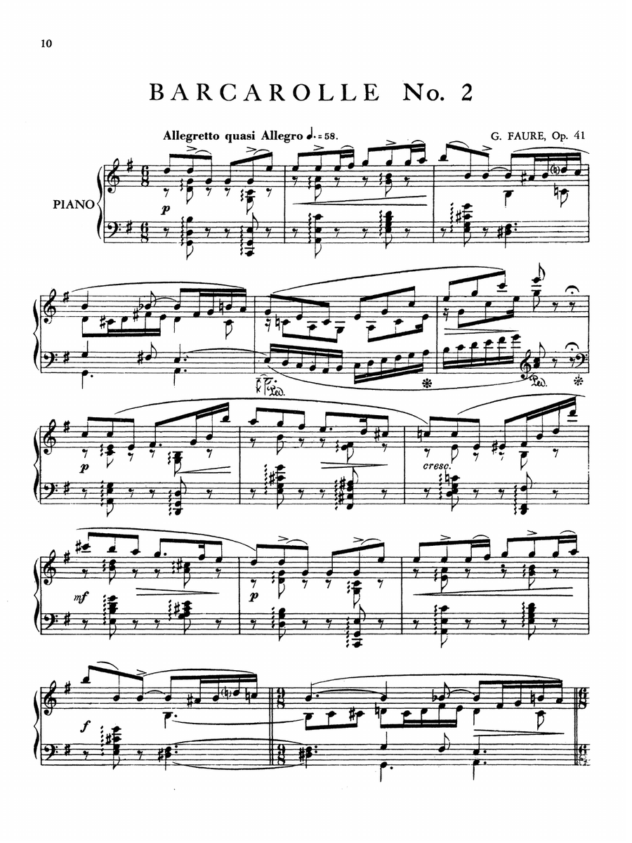 Fauré: Six Barcaroles