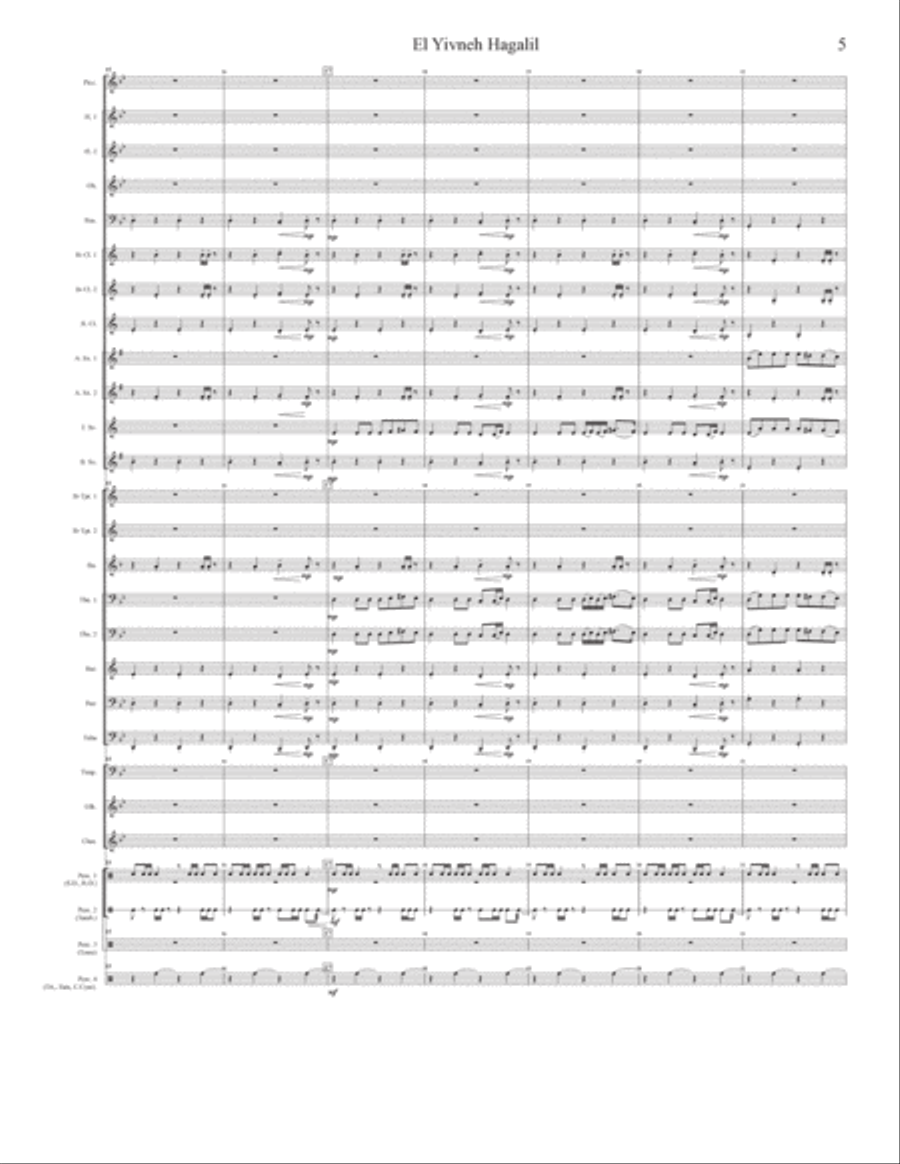 El Yivneh Hagalil (Song of Galilee) Concert Band scores gallery preview page 5