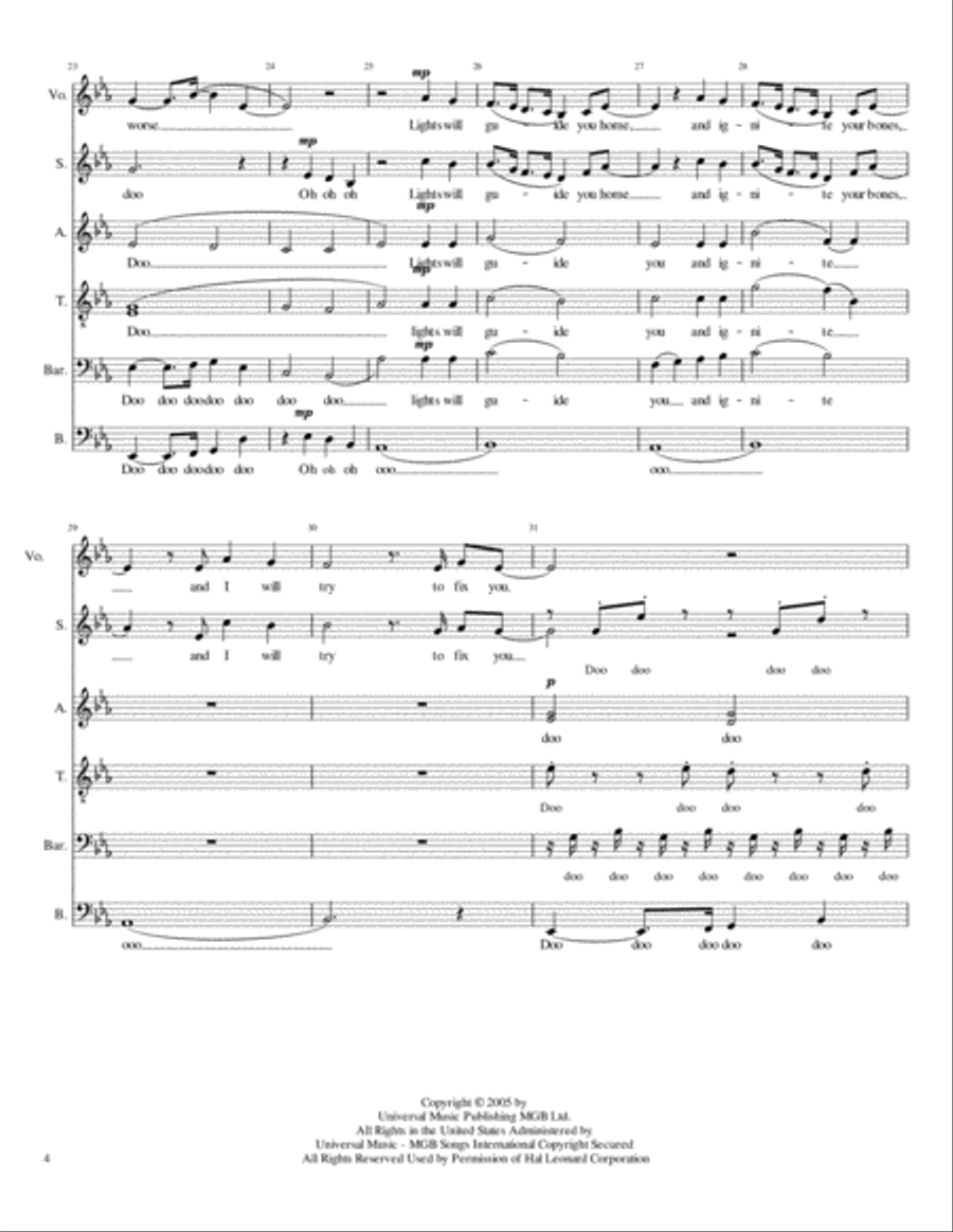 Fix You Fix You A Cappella scores gallery preview page 4