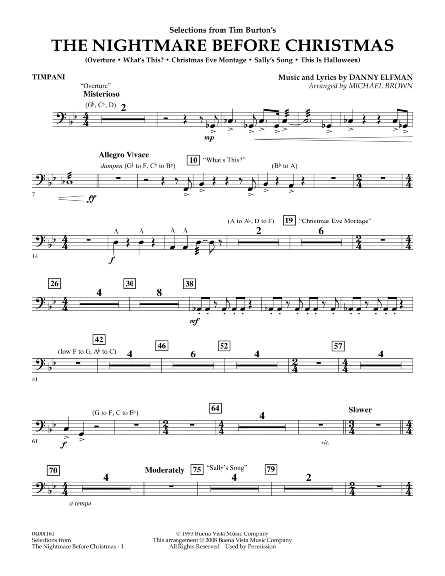 Selections from The Nightmare Before Christmas - Timpani Concert Band scores gallery preview page 1