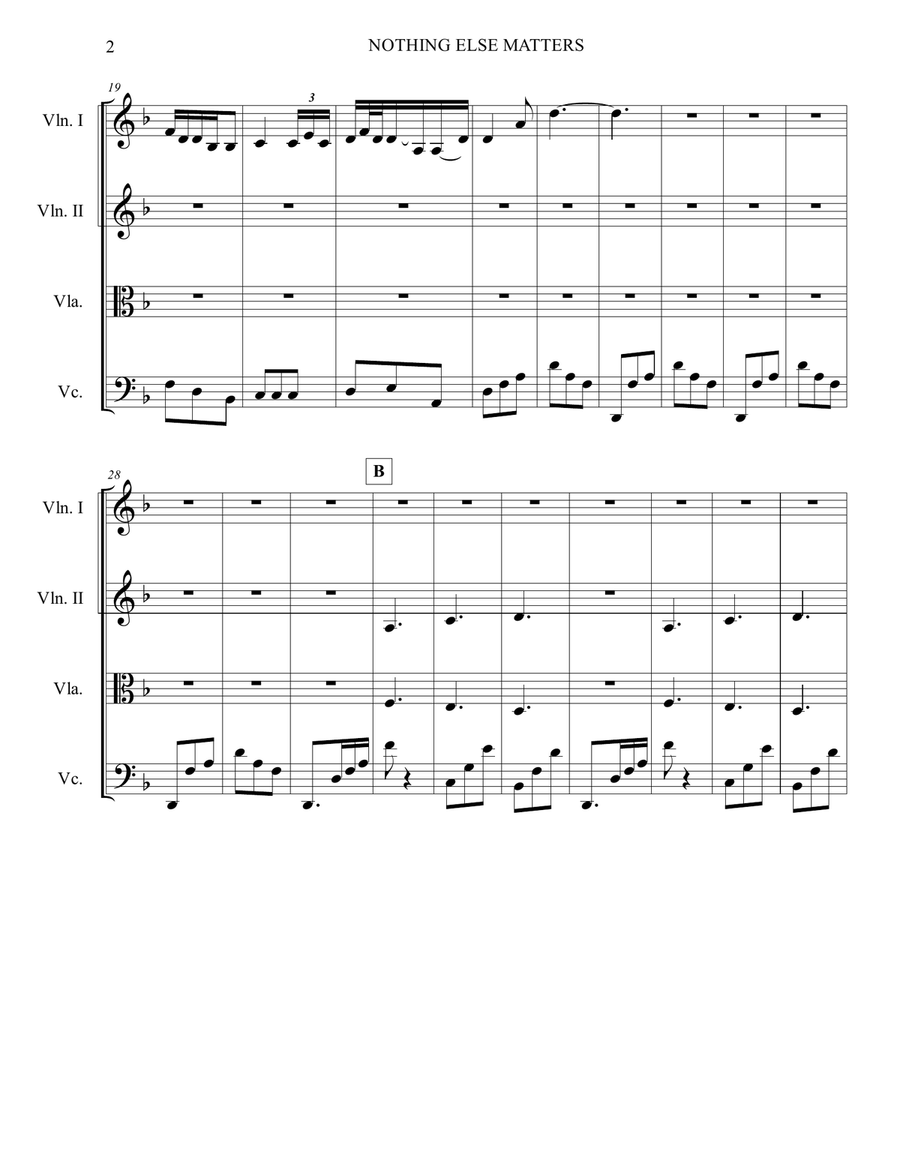 Nothing Else Matters String Quartet scores gallery preview page 3