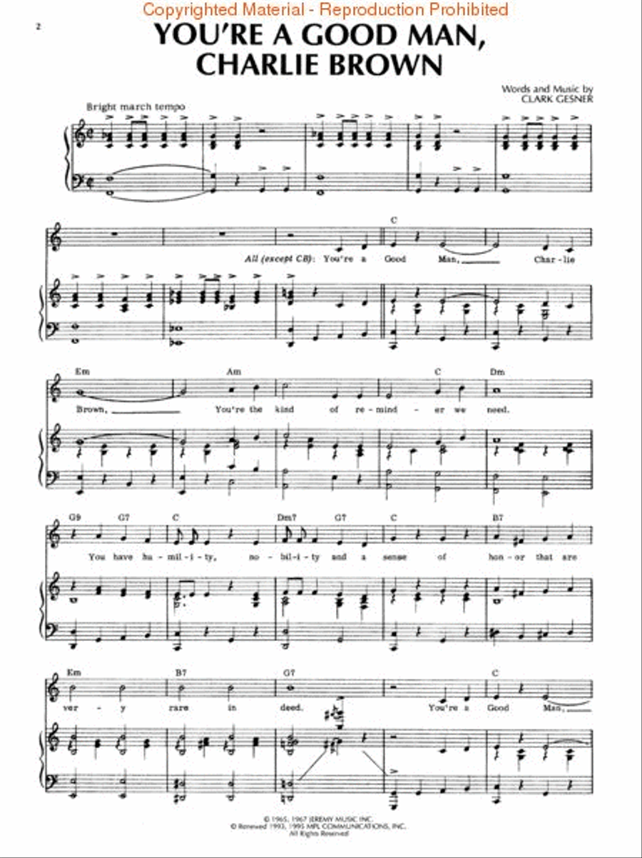 You're A Good Man, Charlie Brown - Vocal Selections Piano, Vocal, Guitar scores gallery preview page 3