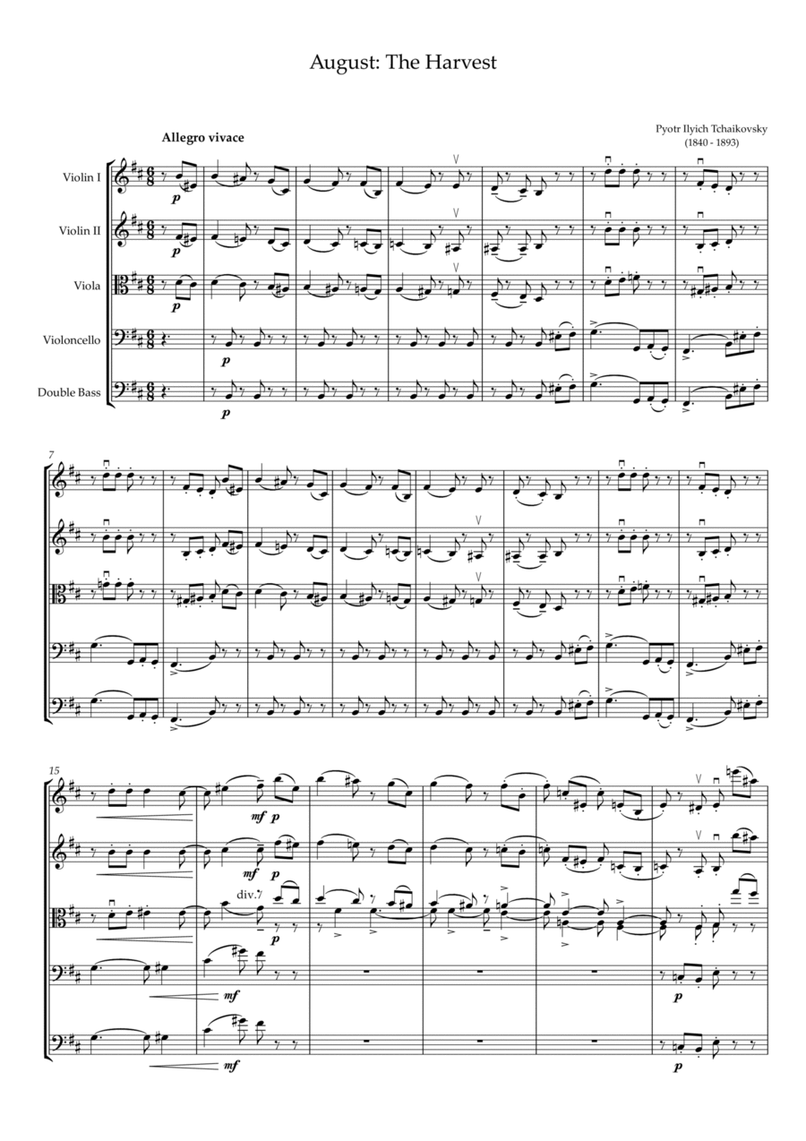 August: The Harvest String Orchestra scores gallery preview page 1