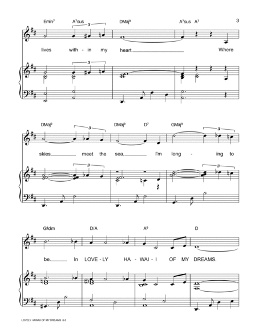 LOVELY HAWAII OF MY DREAMS (Piano/Vocal) by Robert Van Horne Voice scores gallery preview page 3
