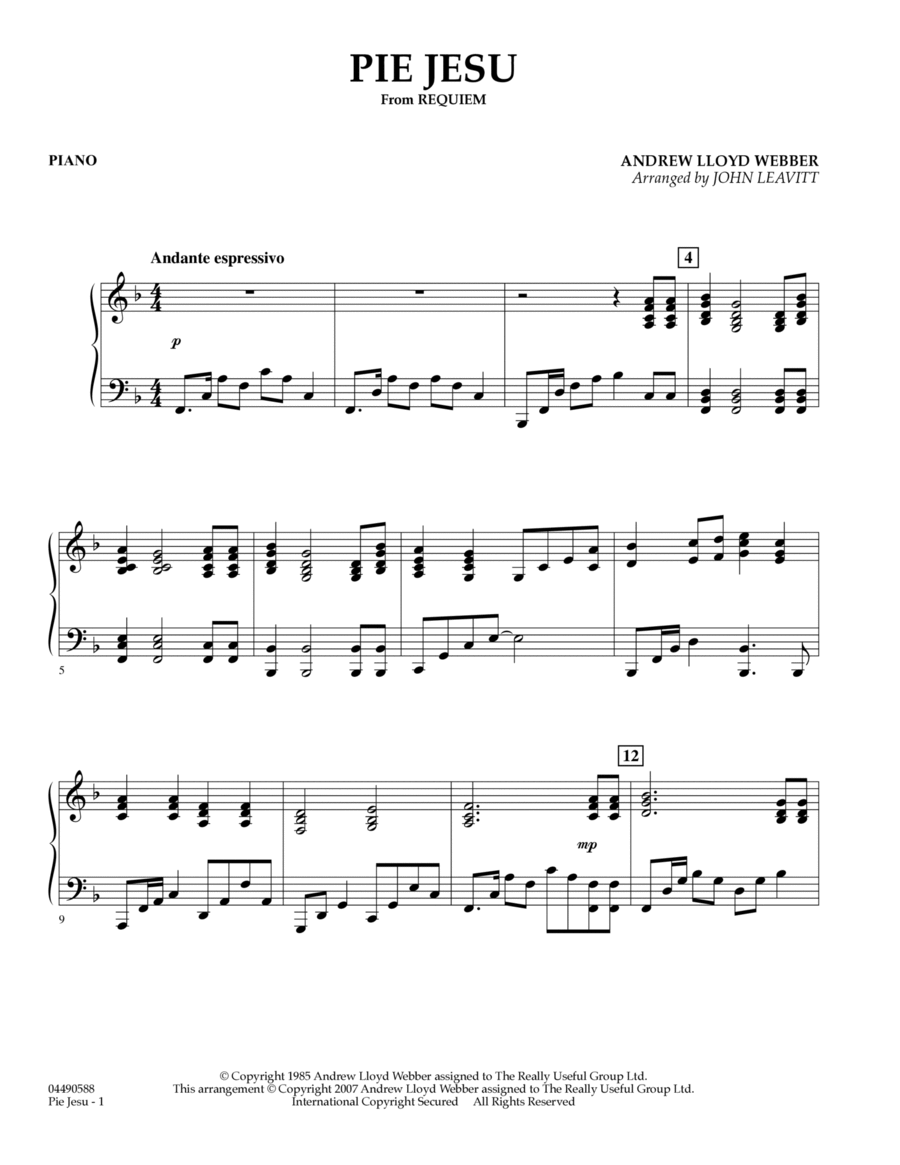 Pie Jesu (from Requiem) - Piano Piano scores gallery preview page 1