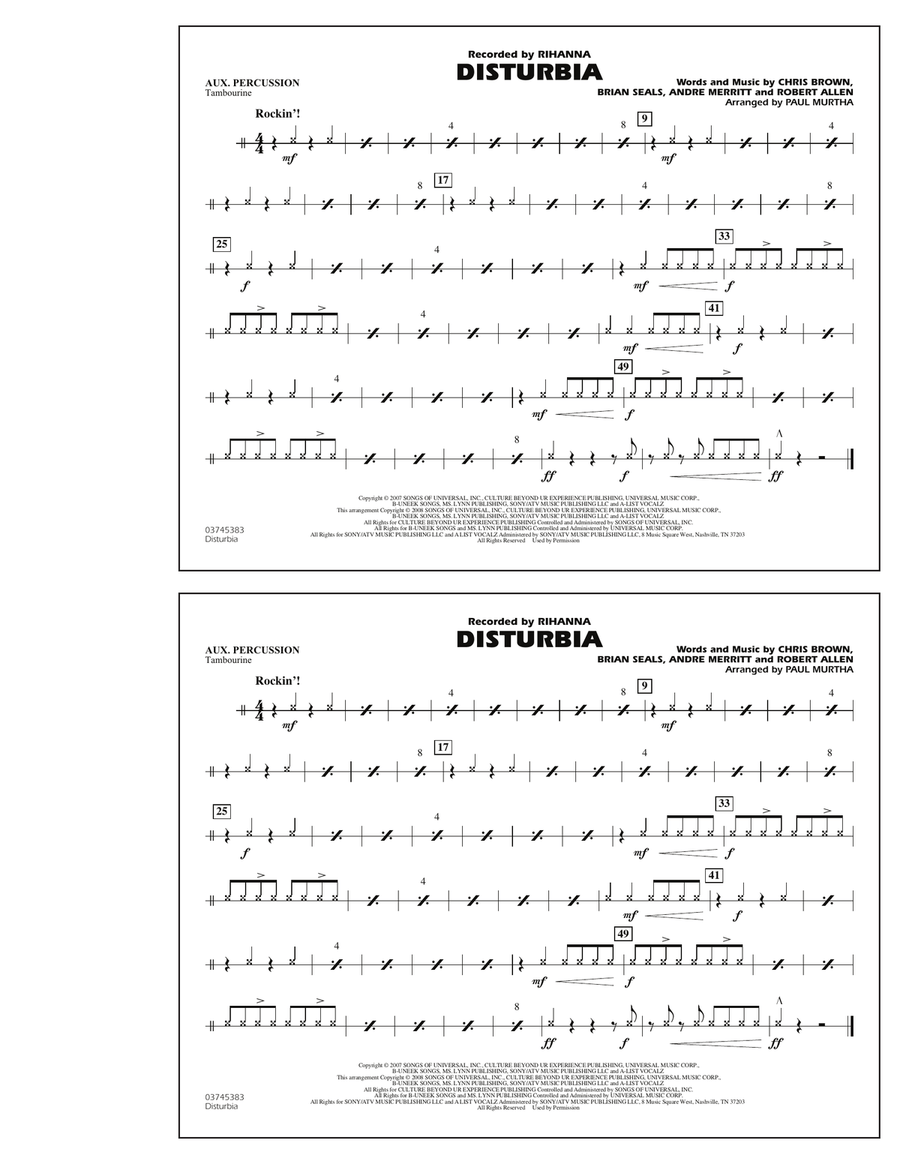 Disturbia - Aux Percussion Marching Band scores gallery preview page 1