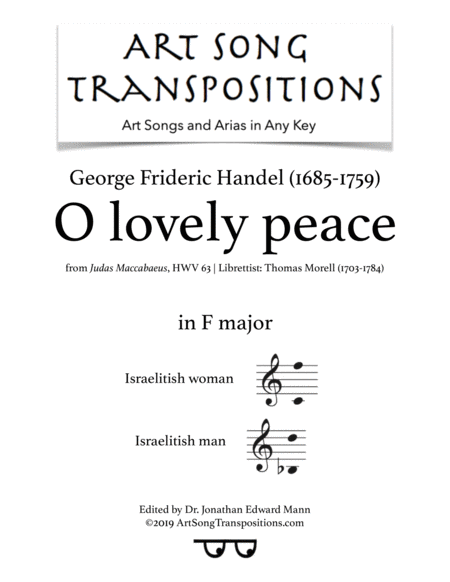 HANDEL: O lovely peace (transposed to F major)