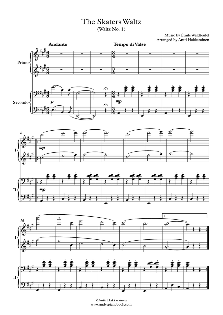 The Skaters Waltz - Piano, 4 Hands 1 Piano, 4-Hands scores gallery preview page 2