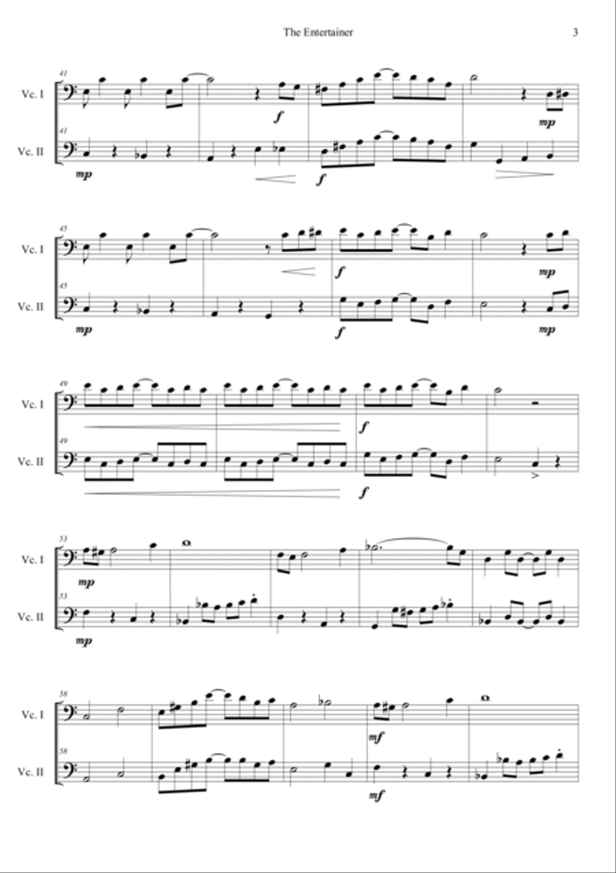 The Entertainer (The Sting OST) Short Version String Duet scores gallery preview page 3