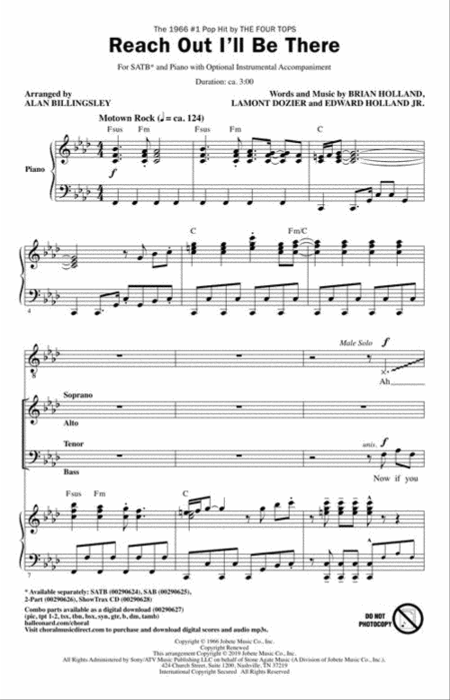Reach Out I'll Be There 4-Part scores gallery preview page 3
