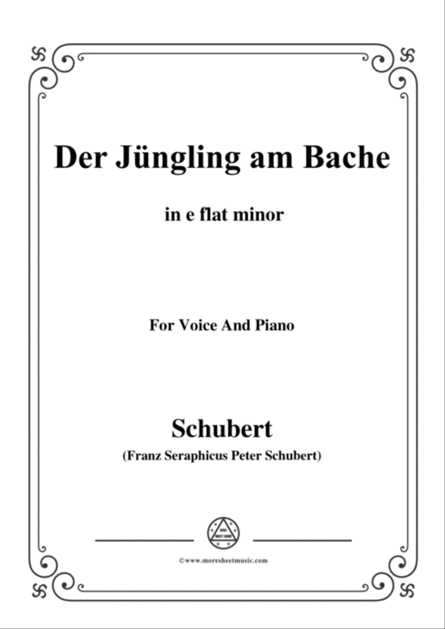 Schubert-Der Jüngling am Bache,Op.87 No.3,in e flat minor,for voice and piano Voice Solo scores gallery preview page 1