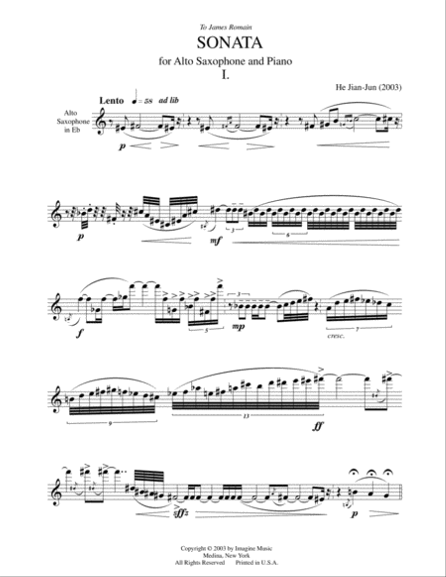 Sonata for Alto Saxophone & Piano Alto Saxophone scores gallery preview page 3