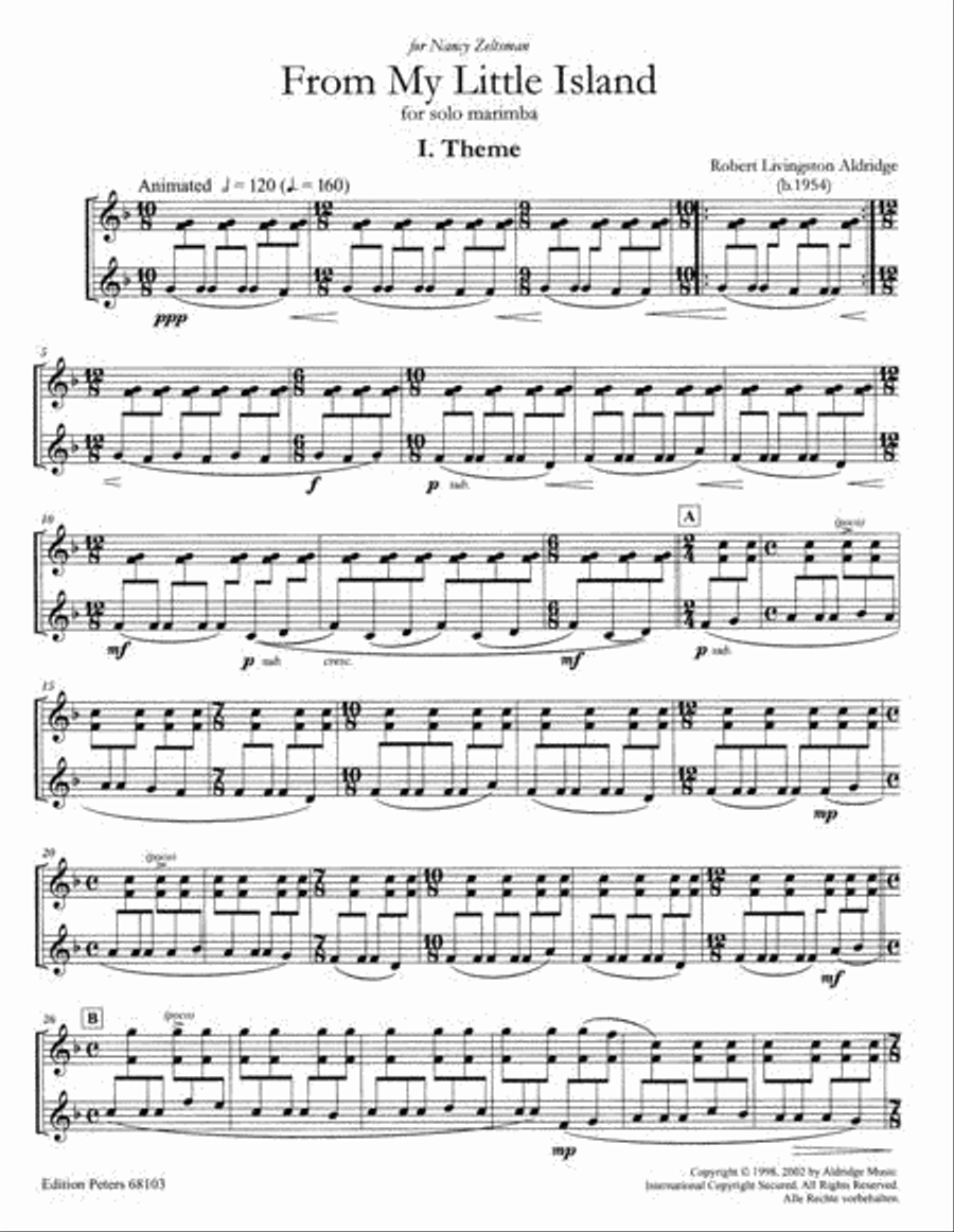 From My Little Island for Marimba (Revised Version, 2002) Marimba scores gallery preview page 2