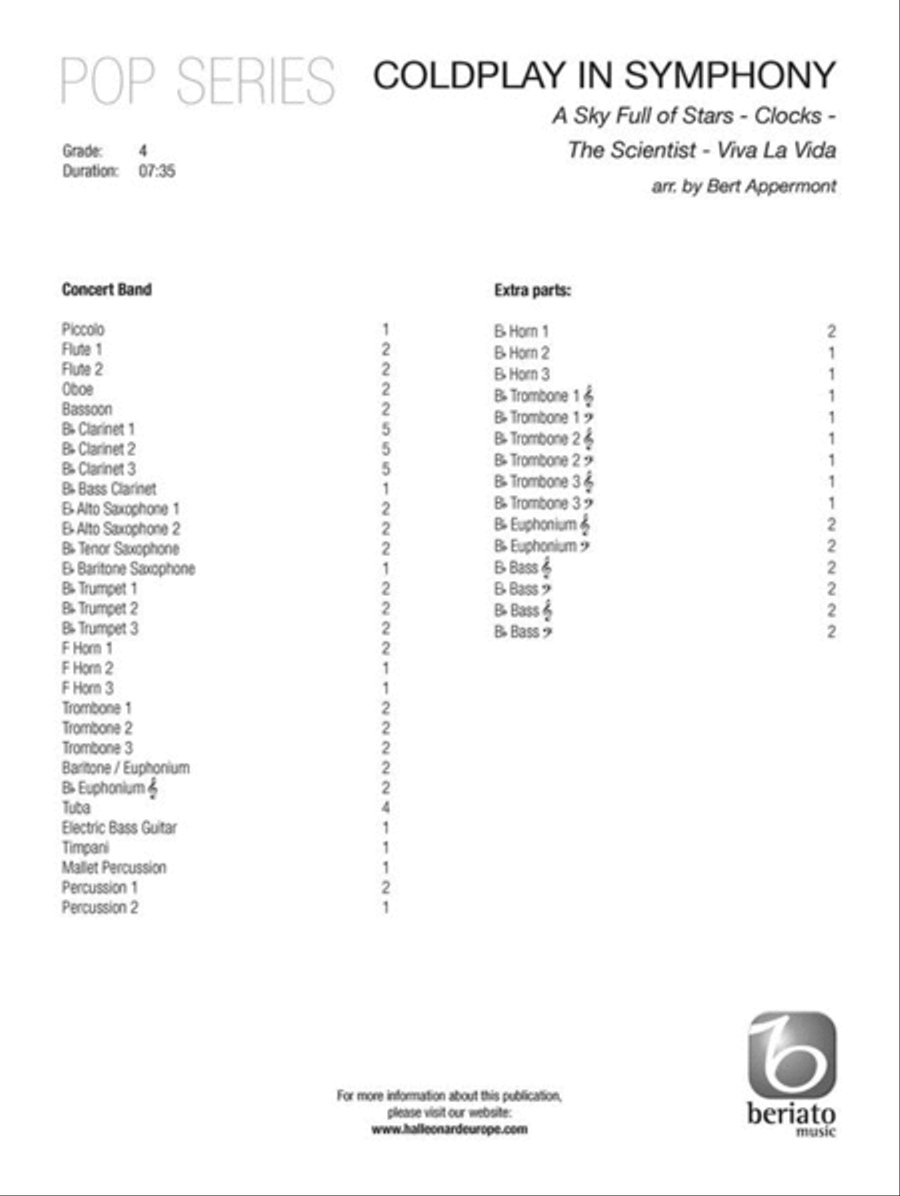 Coldplay in Symphony Concert Band scores gallery preview page 2