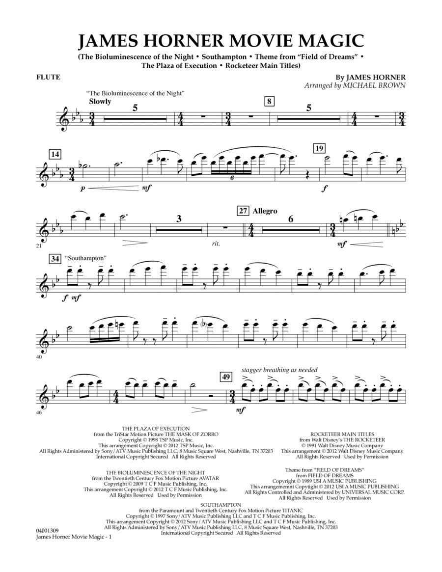 James Horner Movie Magic - Flute Concert Band scores gallery preview page 1