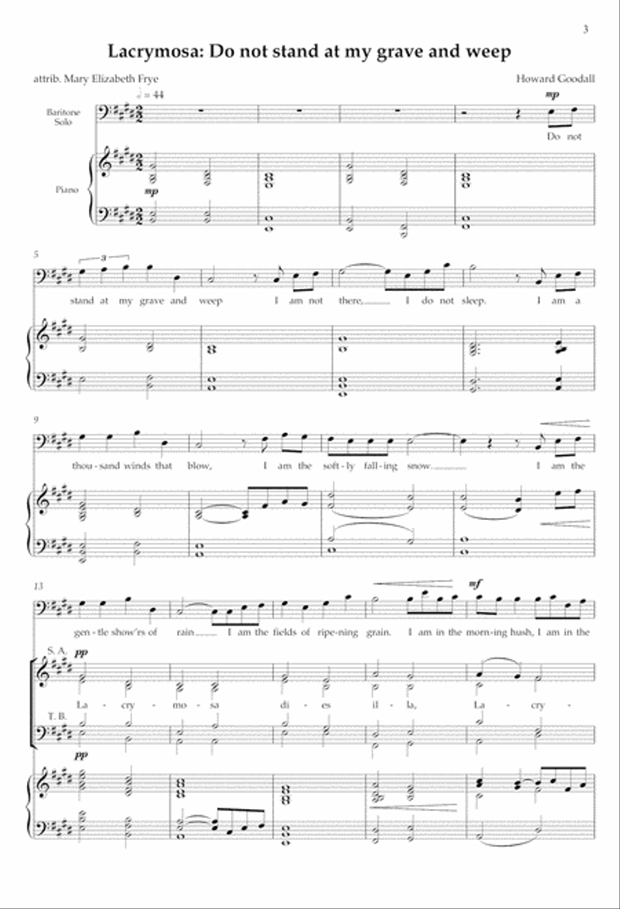 Lacrymosa: Do not stand at my grave and weep 4-Part scores gallery preview page 3