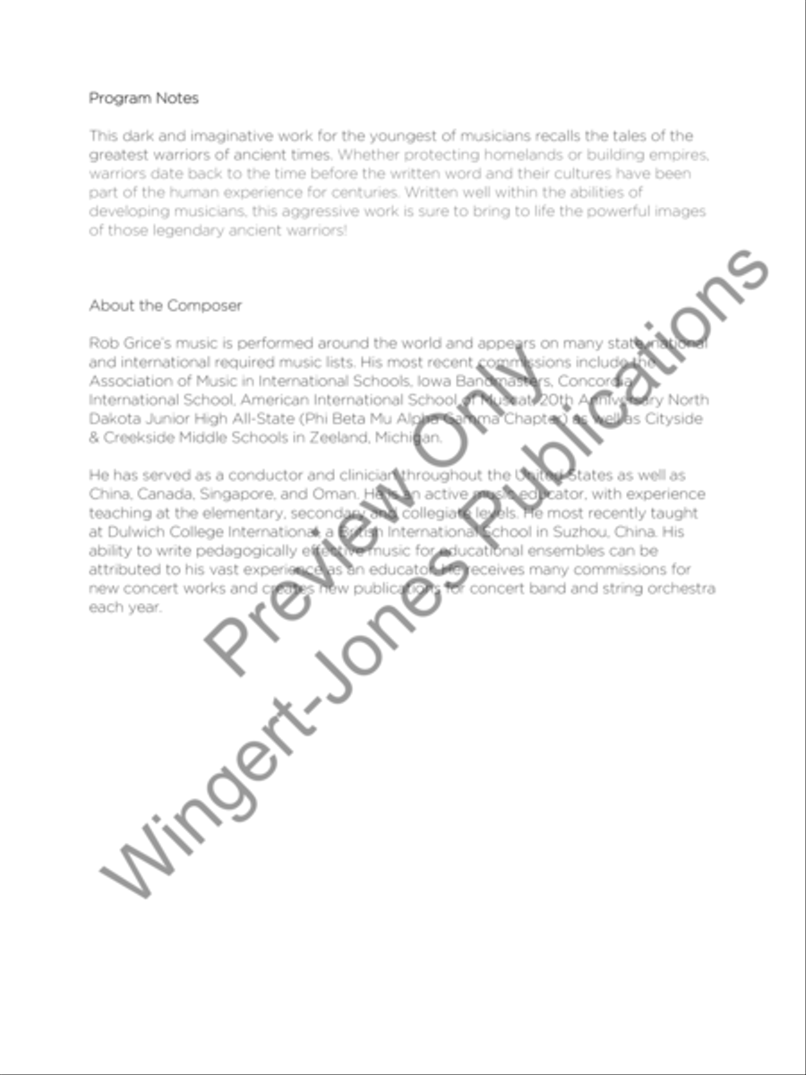 Warriors of Ancient Worlds Concert Band scores gallery preview page 3