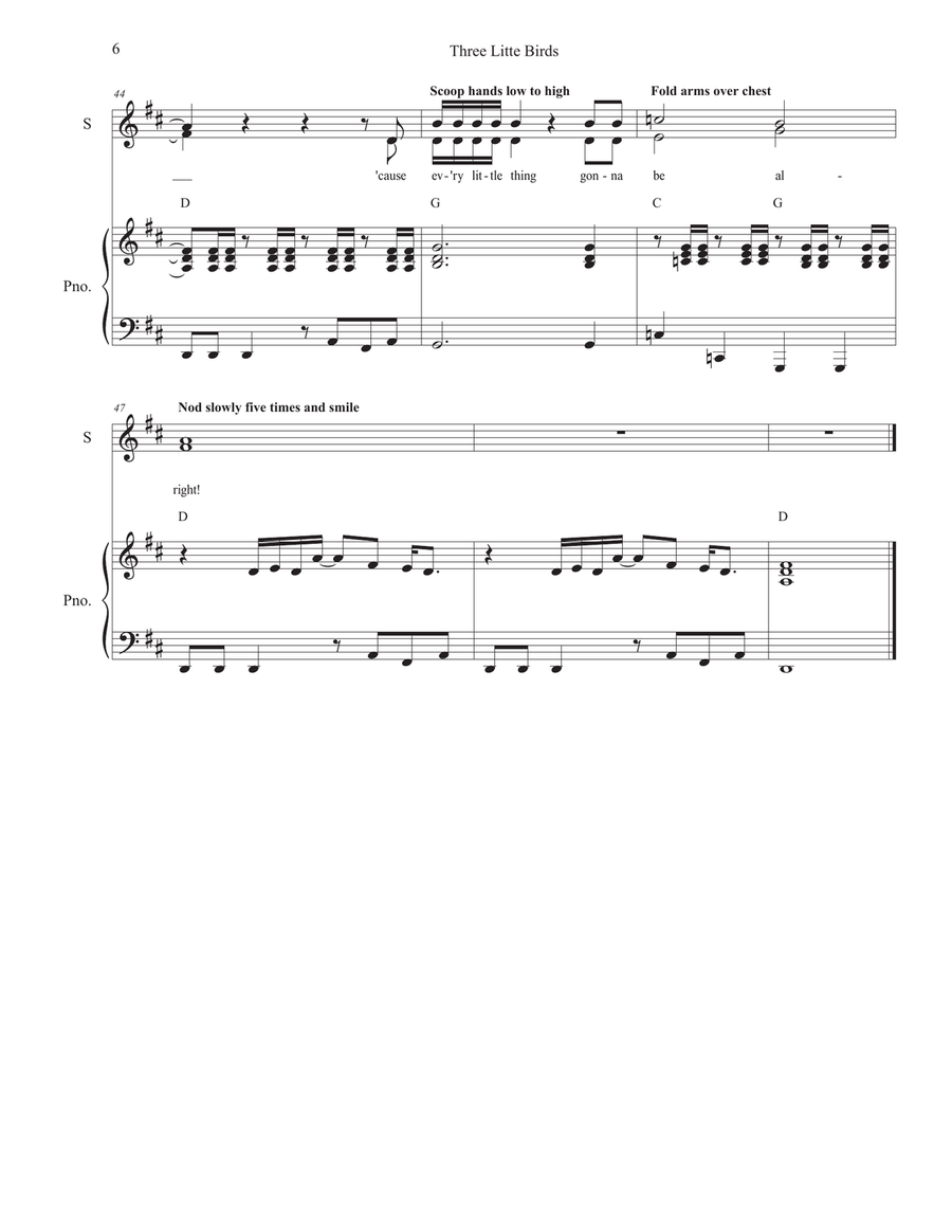 Three Little Birds Three Little Birds Unison Choir scores gallery preview page 6