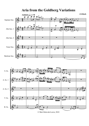 Aria from the Goldberg Variations: for sax quartet SATB or AATB