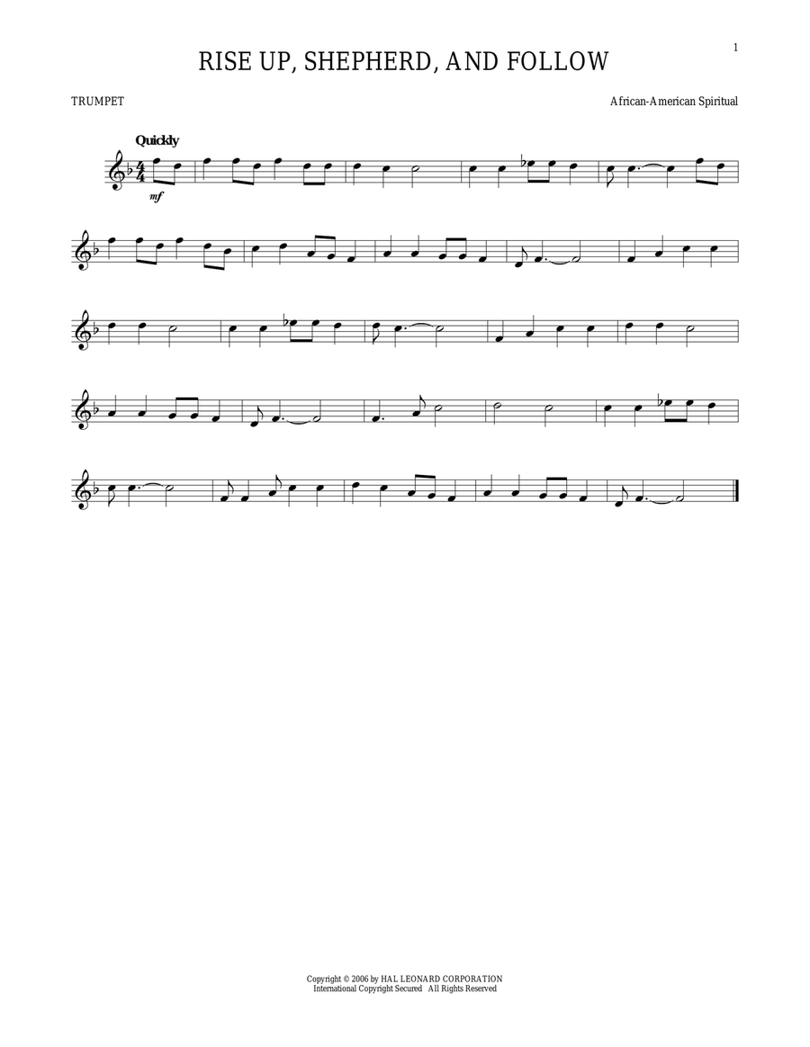 Rise Up, Shepherd, And Follow Trumpet Solo scores gallery preview page 1