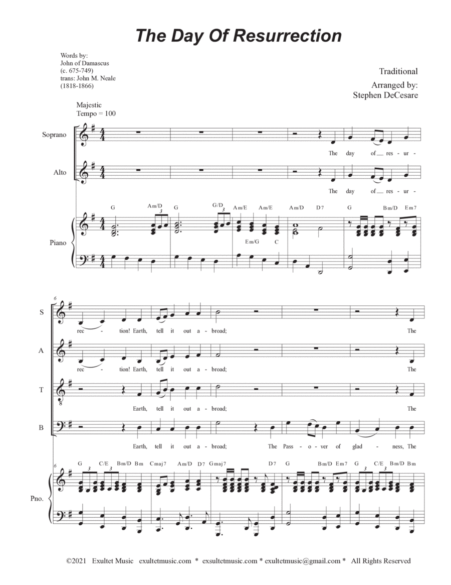 The Day Of Resurrection (SATB - Piano accompaniment) image number null