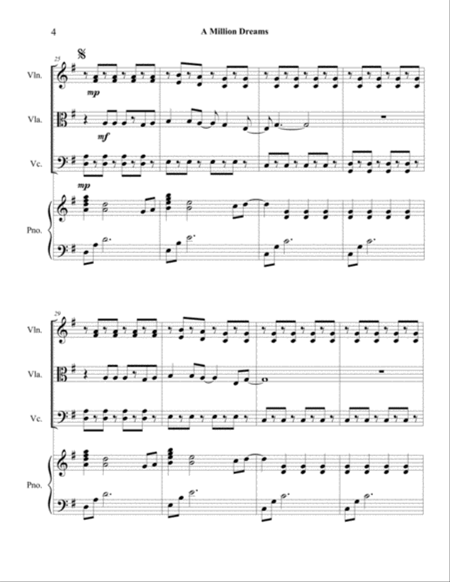A Million Dreams A Million Dreams Piano Quartet scores gallery preview page 5