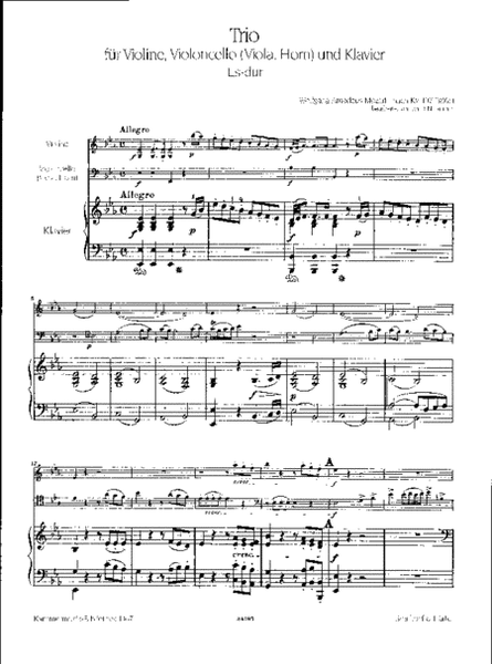 Trio based on the Quintet in E flat major K. 407 (386c)
